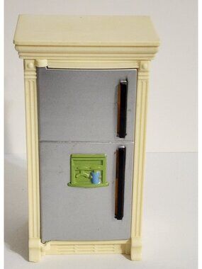 2008 SILVER FISHER PRICE LOVING FAMILY DOLLHOUSE REFRIGERATOR FRIDGE DOOR OPENS!